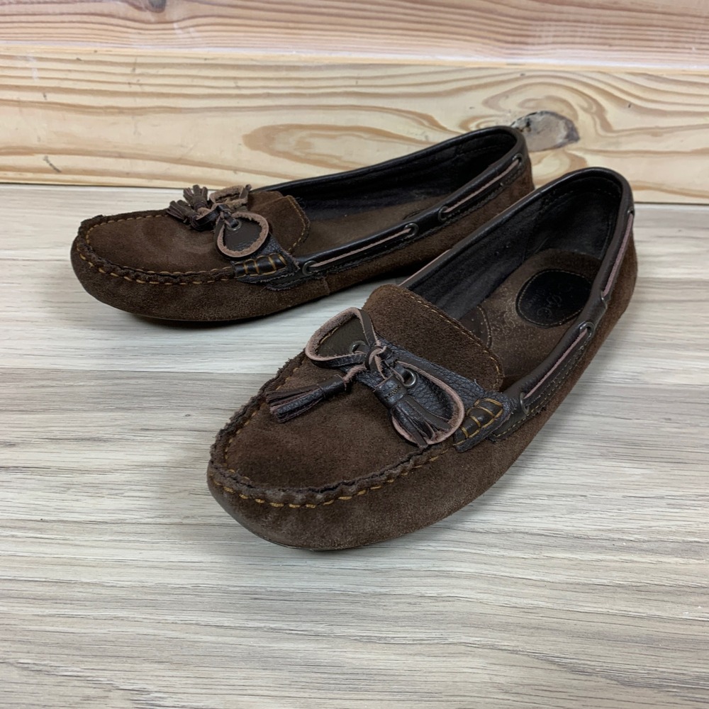 B.O.C. Loafers Women 9.5‎ Brown Suede Moccasins Tassel Bow Born Driving Mocs